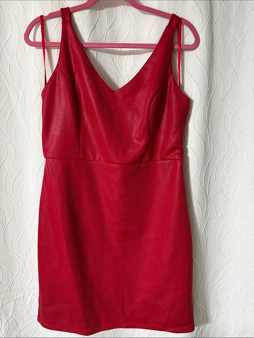 bebe Red V-Neck Snake Print Mini Dress